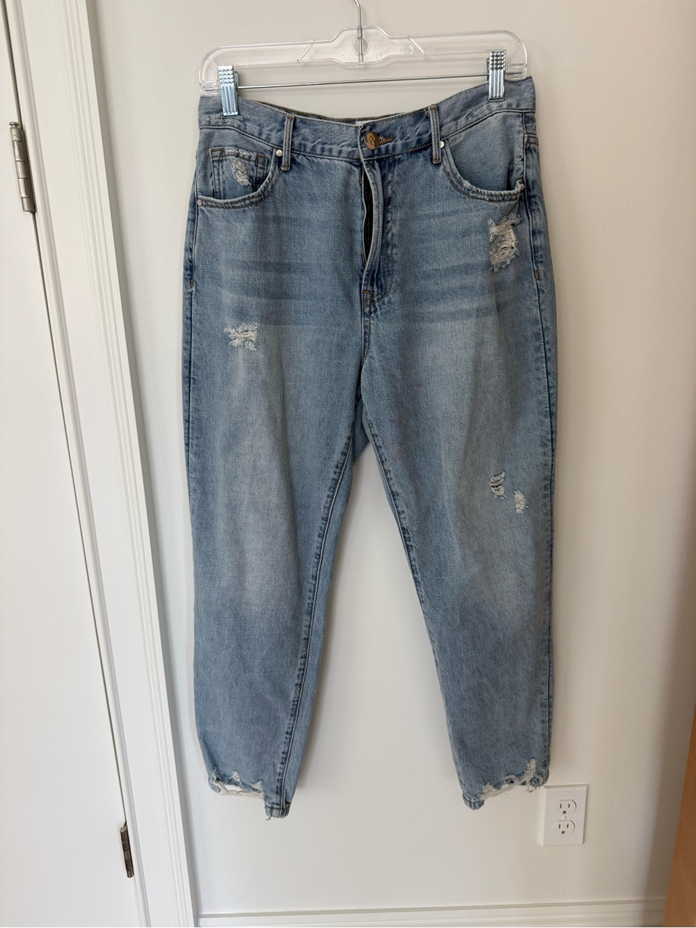 Insane Gene Wash Distressed Ankle Jeans for Women